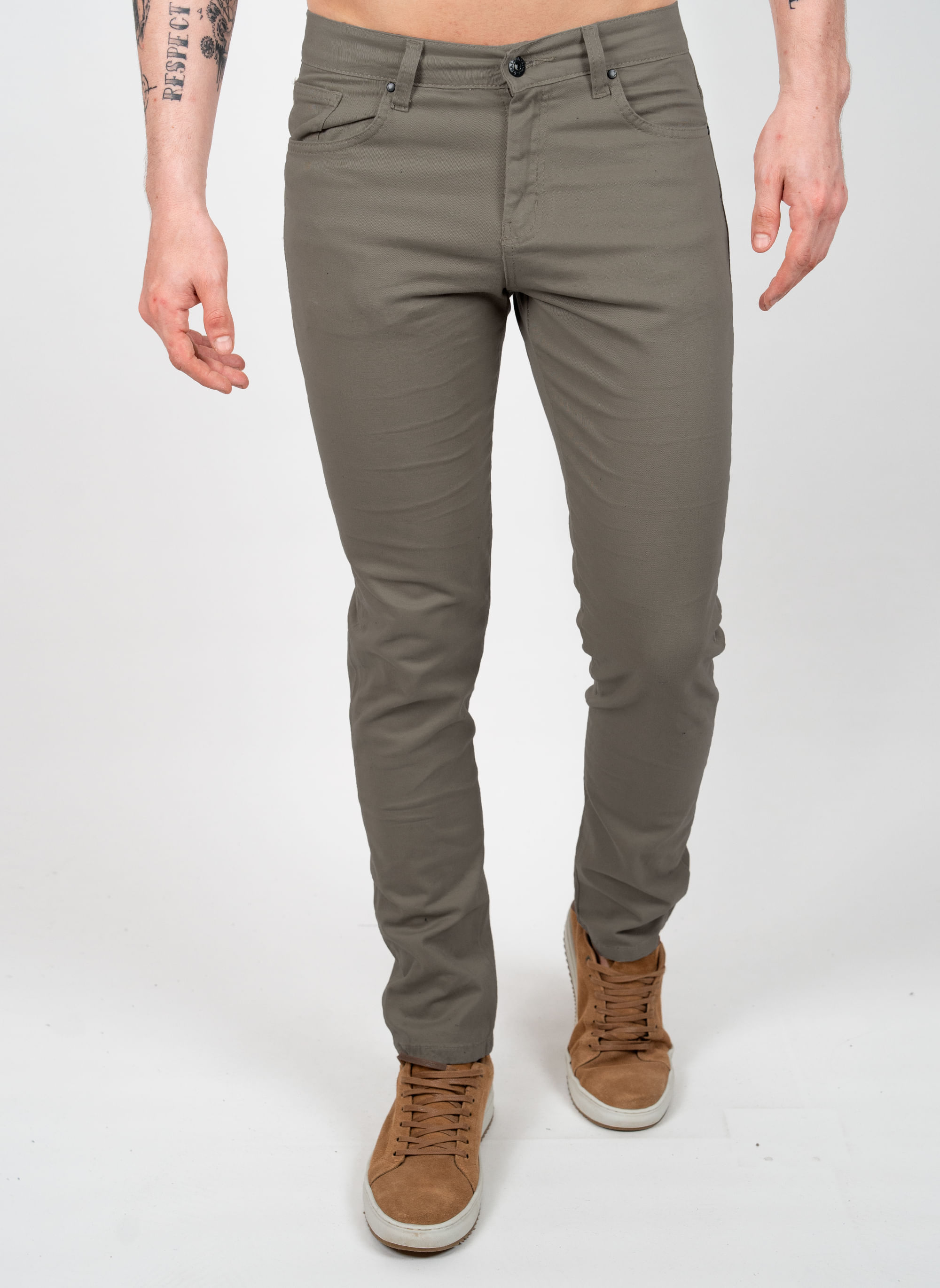 Calca-Sarja-Aleatory-5-Bolsos-Khaki-Escuro-Khaki-Escuro-38