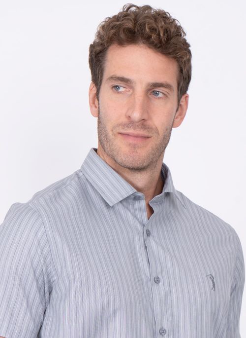 Camisa Aleatory Manga Curta Mantra Cinza