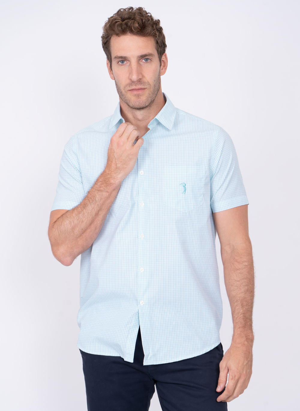 Camisa-Aleatory-Manga-Curta-Spirit-Azul-Azul-XGGGG