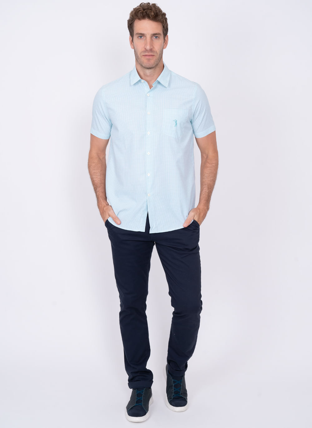 Camisa-Aleatory-Manga-Curta-Spirit-Azul-Azul-XGGGG