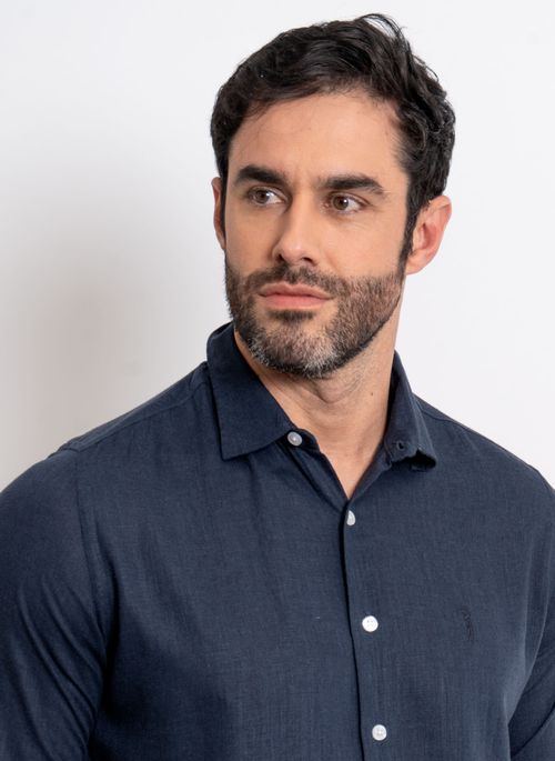 Camisa Linho Aleatory ML Marinho