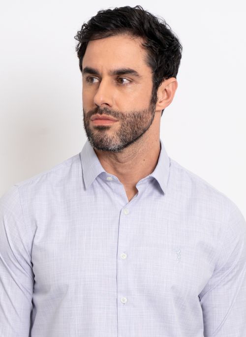 Camisa Linho Manga Longa Aleatory Sirena Azul