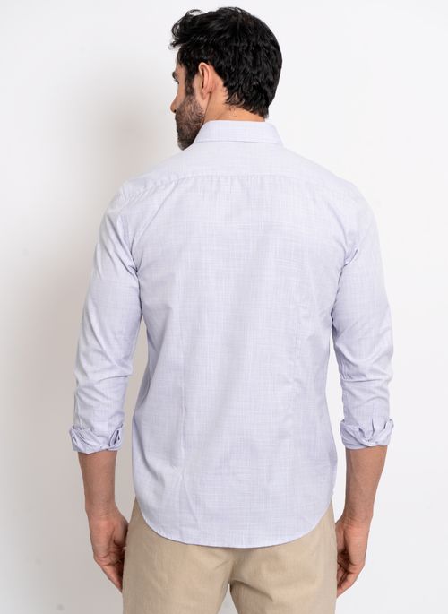 Camisa Linho Manga Longa Aleatory Sirena Azul