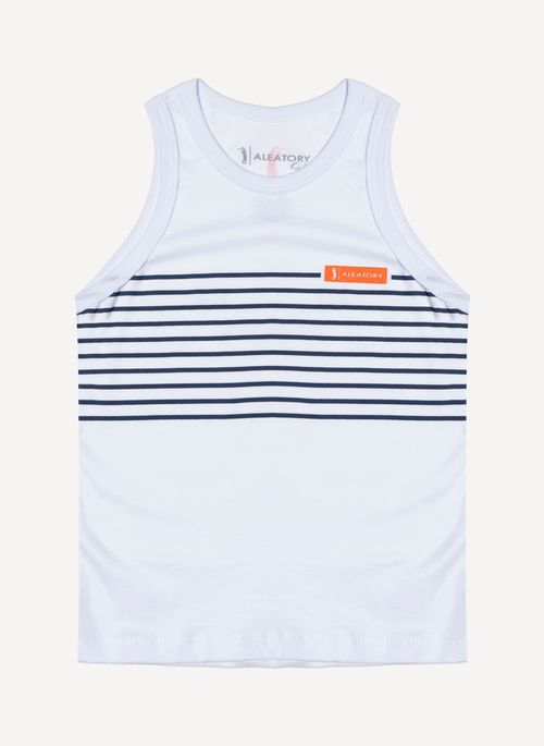 Regata Infantil Estampada Aleatory Masculina Branca