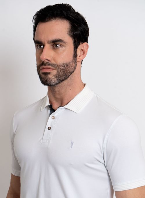 Camisa Polo Masculina Aleatory Pima Touch Branca