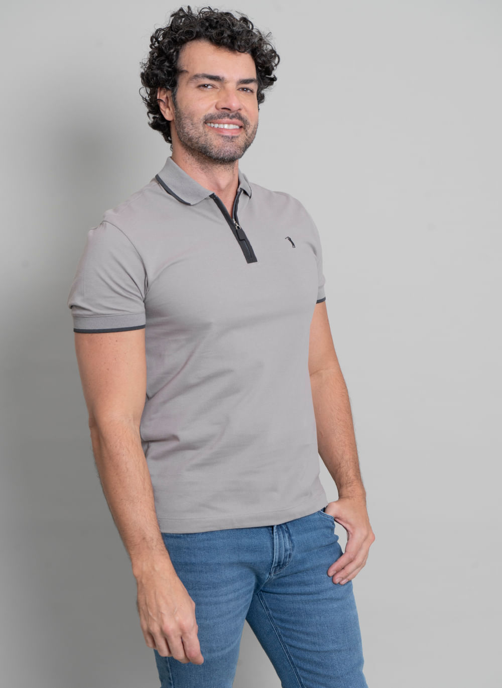 Camisa-Polo-Signature-com-Ziper-Uniline-Cotton-Cinza-M