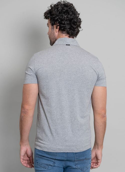 Camisa Polo Signature Pima Cinza Mescla