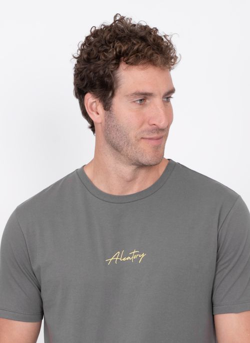 Camiseta Lisa Aleatory Assinatura Cinza