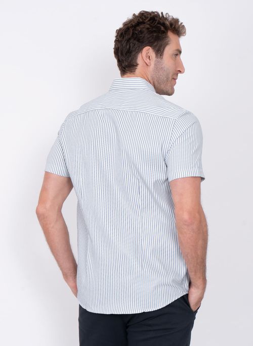 Camisa Aleatory Listrada Manga Curta Turó Marinho