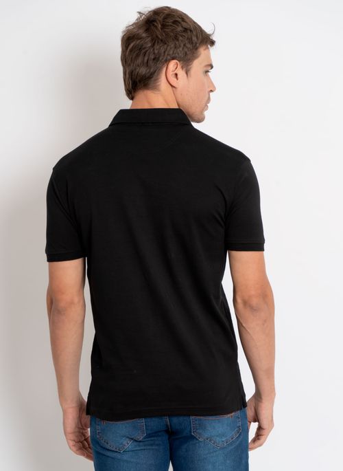 Camisa Polo Aleatory Lisa Algodão Pima Preta