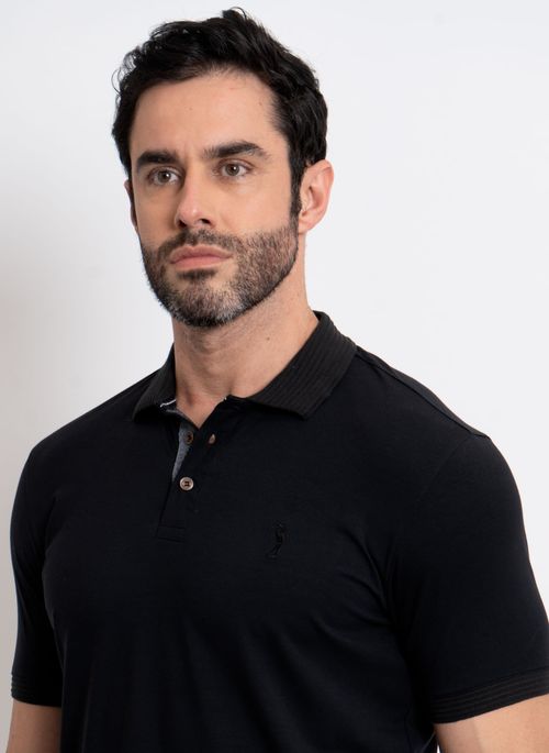 Camisa Polo Masculina Aleatory Pima Touch Preta