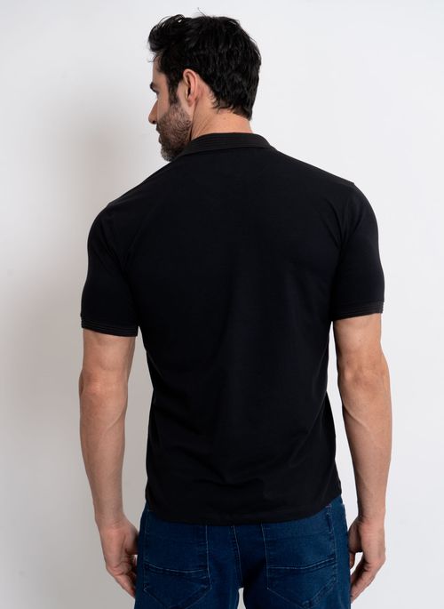Camisa Polo Masculina Aleatory Pima Touch Preta