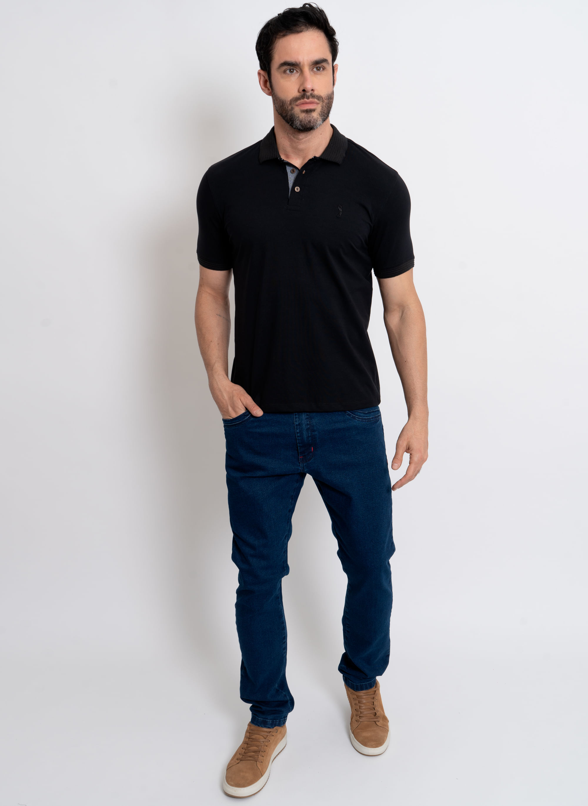 Polo-Masculina-Aleatory-MC-Preta