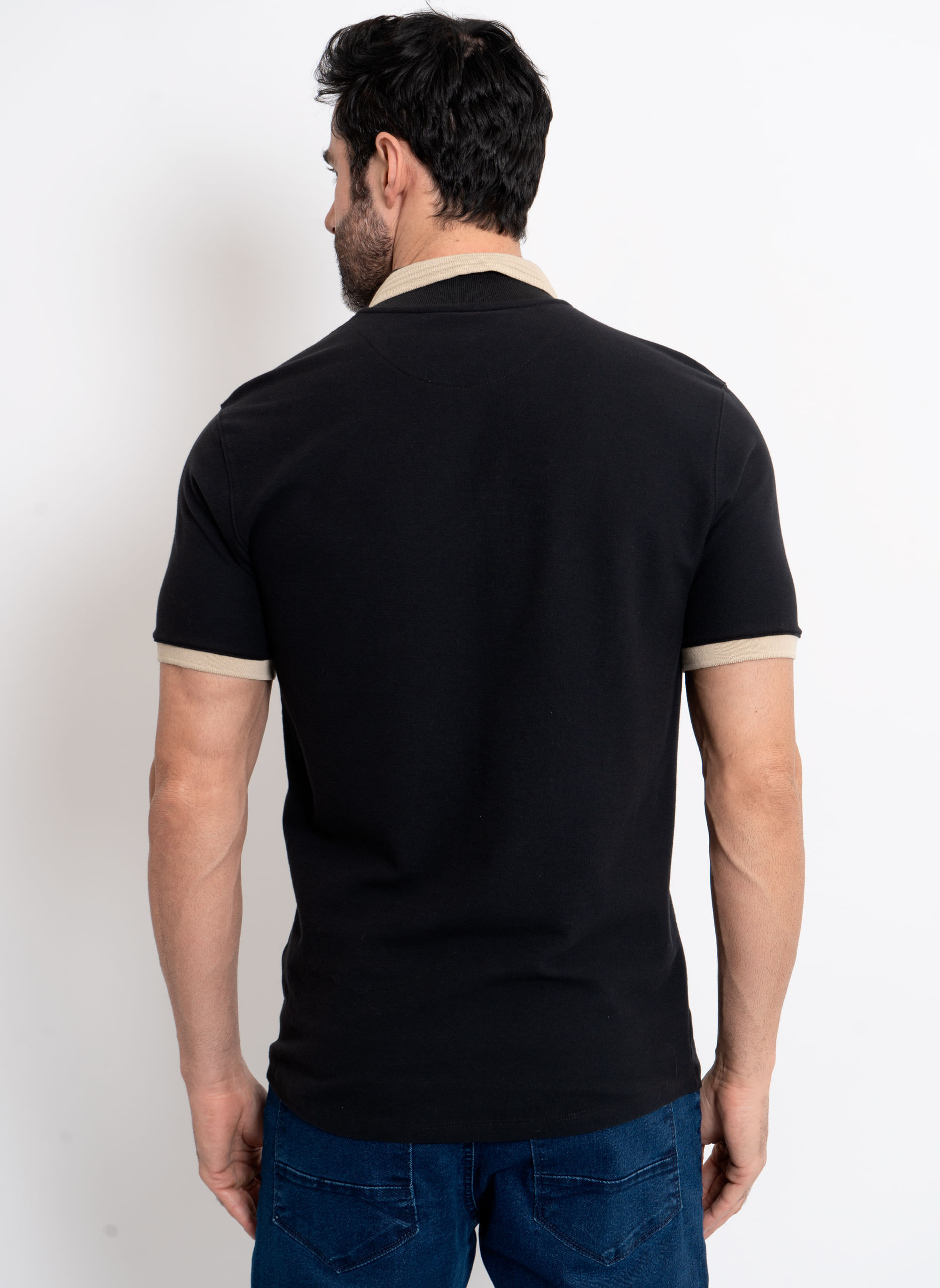 Camisa-Polo-Aleatory-Manga-Curta-Portofino-Preta-Preto-P
