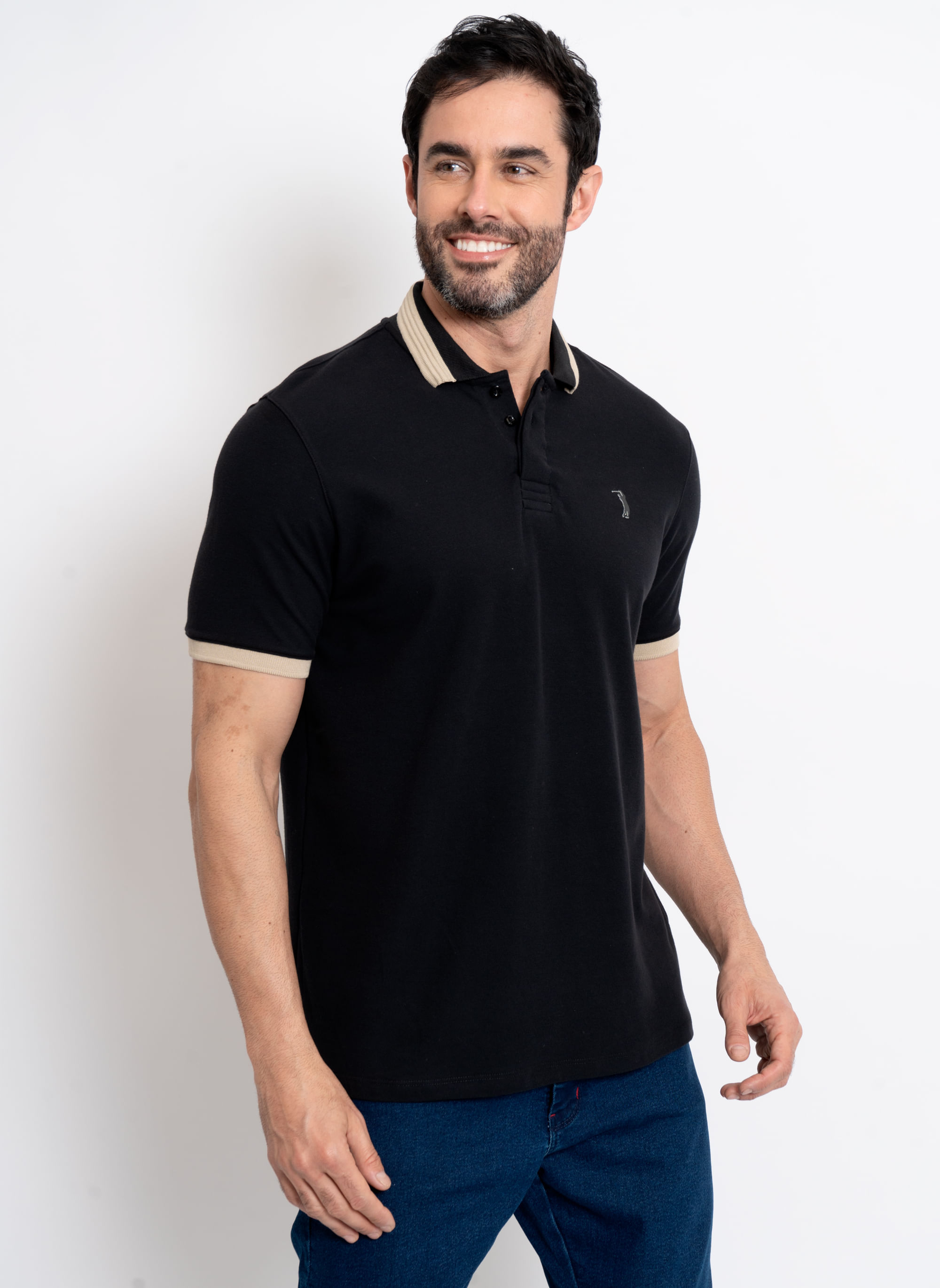 Camisa-Polo-Aleatory-Manga-Curta-Portofino-Preta-Preto-P