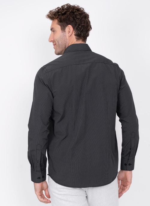 Camisa Listrada Aleatory Manga Longa Parioli Preta