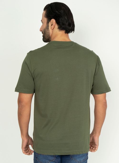 Camiseta Aleatory Lisa Oliva Escuro