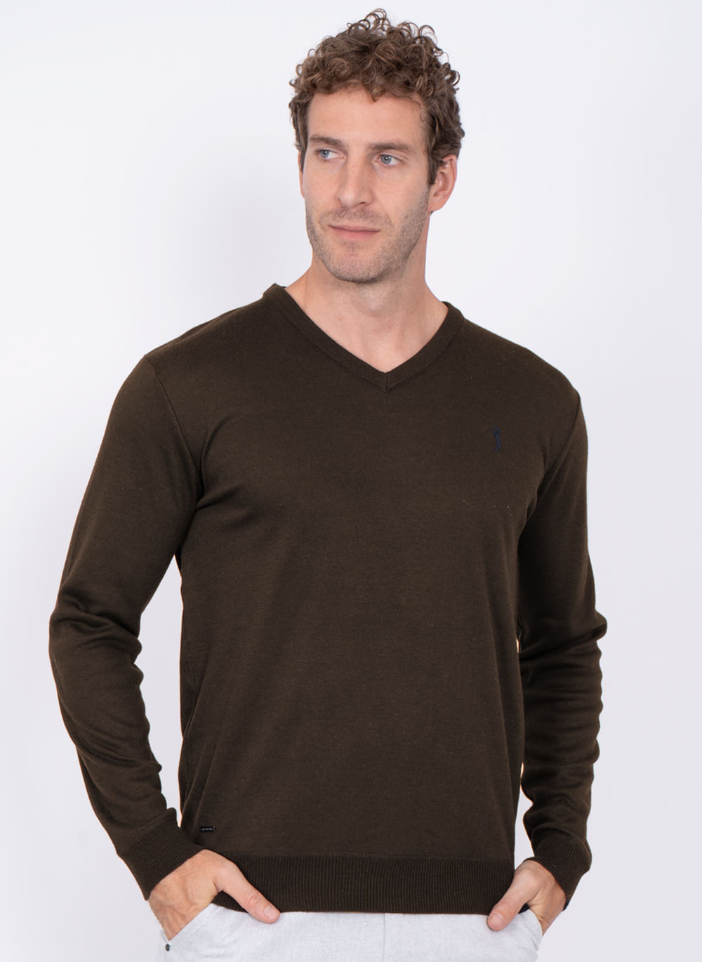 Sueter-Aleatory-Gola-V-New-Frame-Marrom-Escuro-Marrom-P