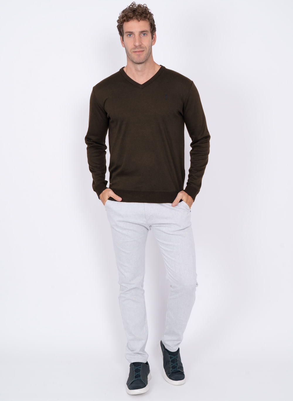 Sueter-Aleatory-Gola-V-New-Frame-Marrom-Escuro-Marrom-P