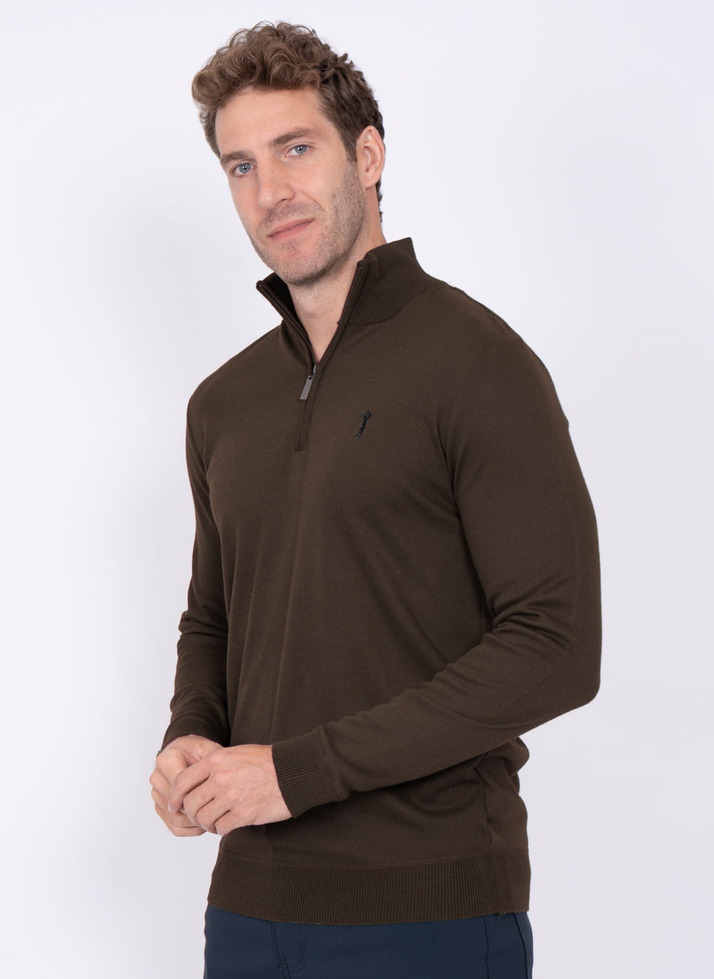 Sueter-Aleatory-Gola-Ziper-Marrom-Marrom-P