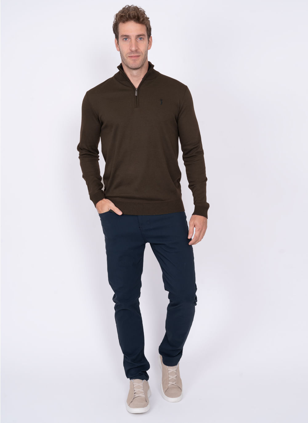 Sueter-Aleatory-Gola-Ziper-Marrom-Marrom-P