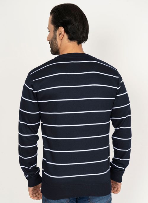 Suéter Aleatory Listrado Diligent Marinho