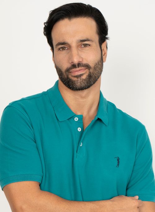 Camisa Polo Aleatory Piquet Light Azul Petróleo