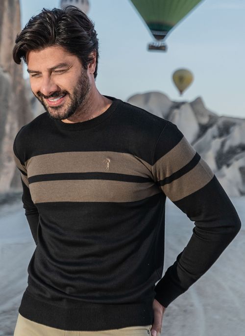 Suéter Aleatory Listrado Resilient Preto