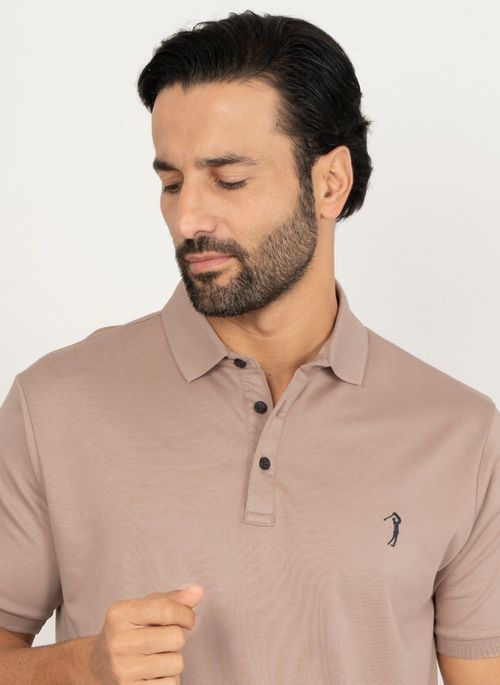 Camisa Polo Aleatory Lisa Algodão Pima Khaki