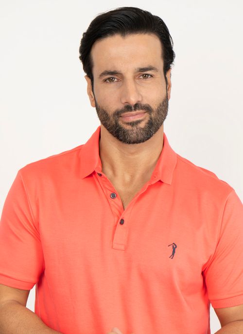 Camisa Polo Aleatory Lisa Algodão Pima Coral