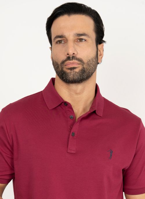 Camisa Polo Aleatory Lisa Algodão Pima Bordô