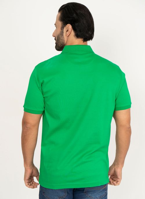 Camisa Polo Aleatory Lisa Algodão Pima Verde Tropical