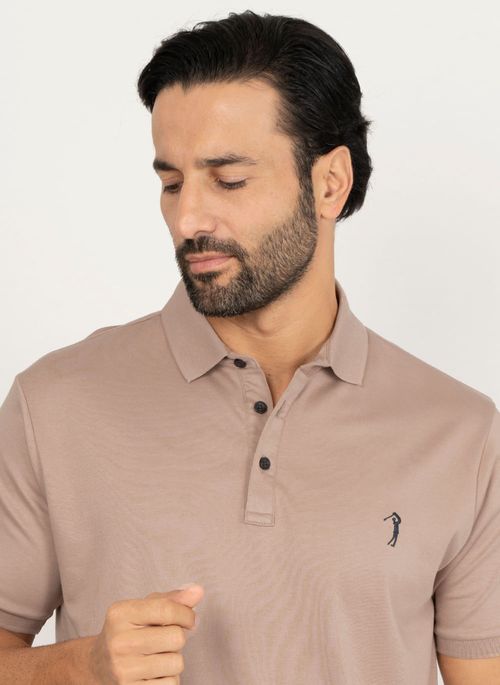 Camisa Polo Aleatory Lisa Algodão Pima Khaki