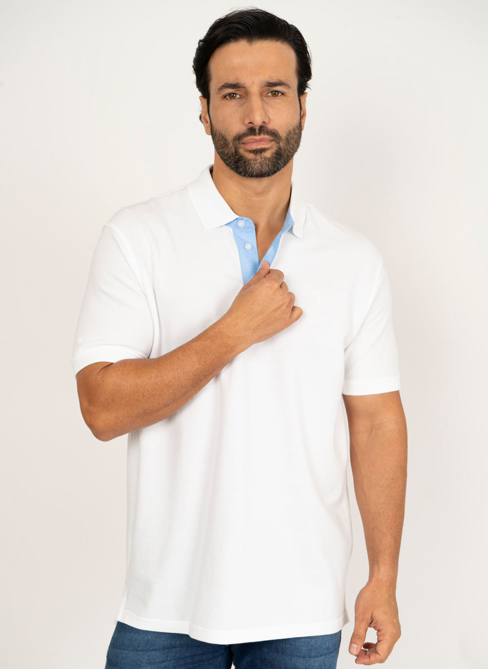 Camisa-Polo-Branca-Lisa-Aleatory-Branco-P