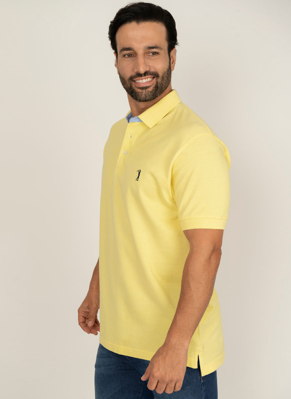 Camisa-Polo-Amarela-Lisa-Aleatory-Amarelo-XGGGG