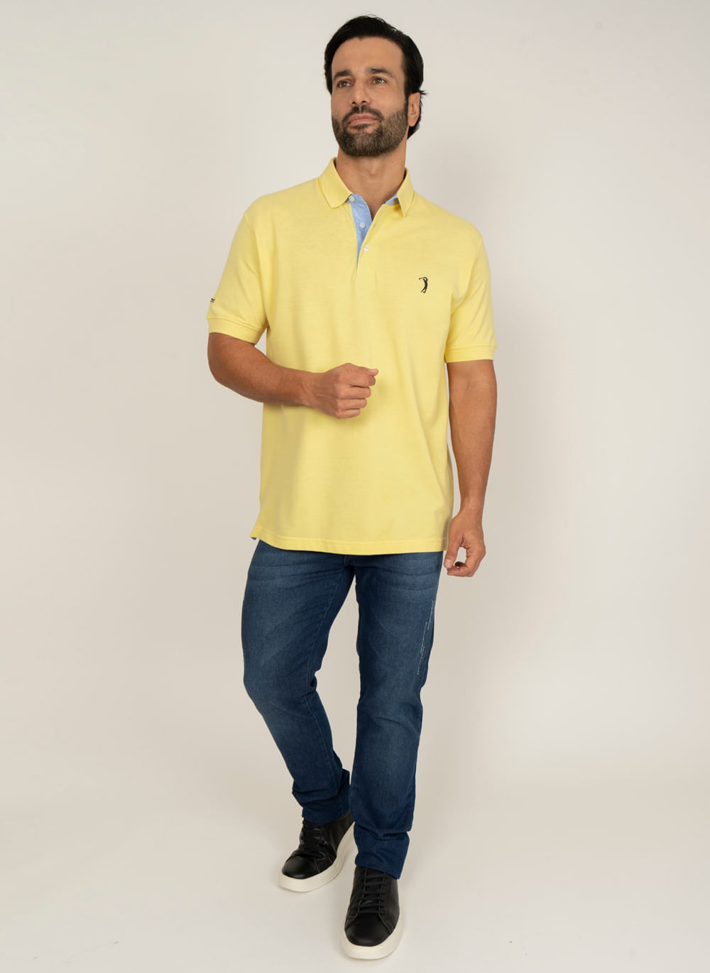 Camisa-Polo-Amarela-Lisa-Aleatory-Amarelo-XGGGG