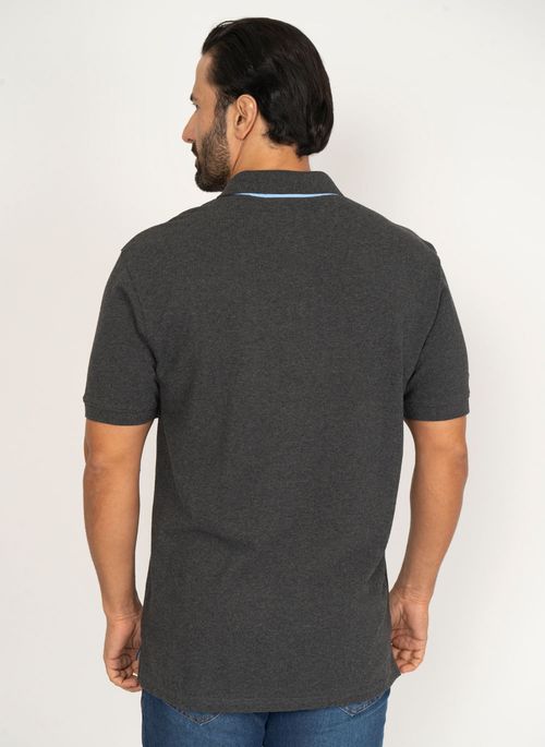 Camisa Polo Mescla Chumbo Lisa Aleatory