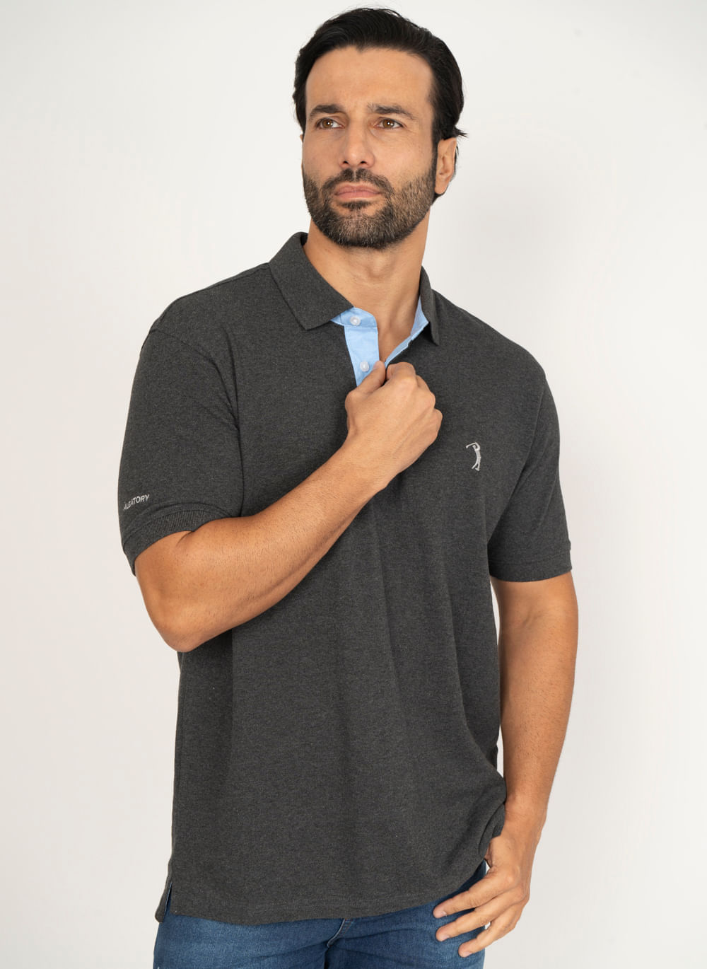 Camisa-Polo-Mescla-Chumbo-Lisa-Aleatory-Chumbo-XGGG