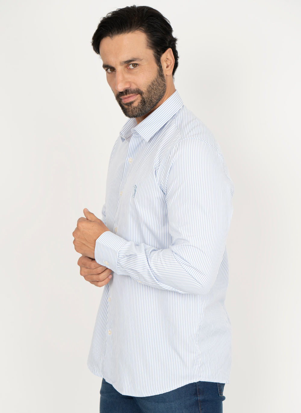 Camisa-Listrada-Aleatory-Manga-Longa-Halles-Azul-Azul-P