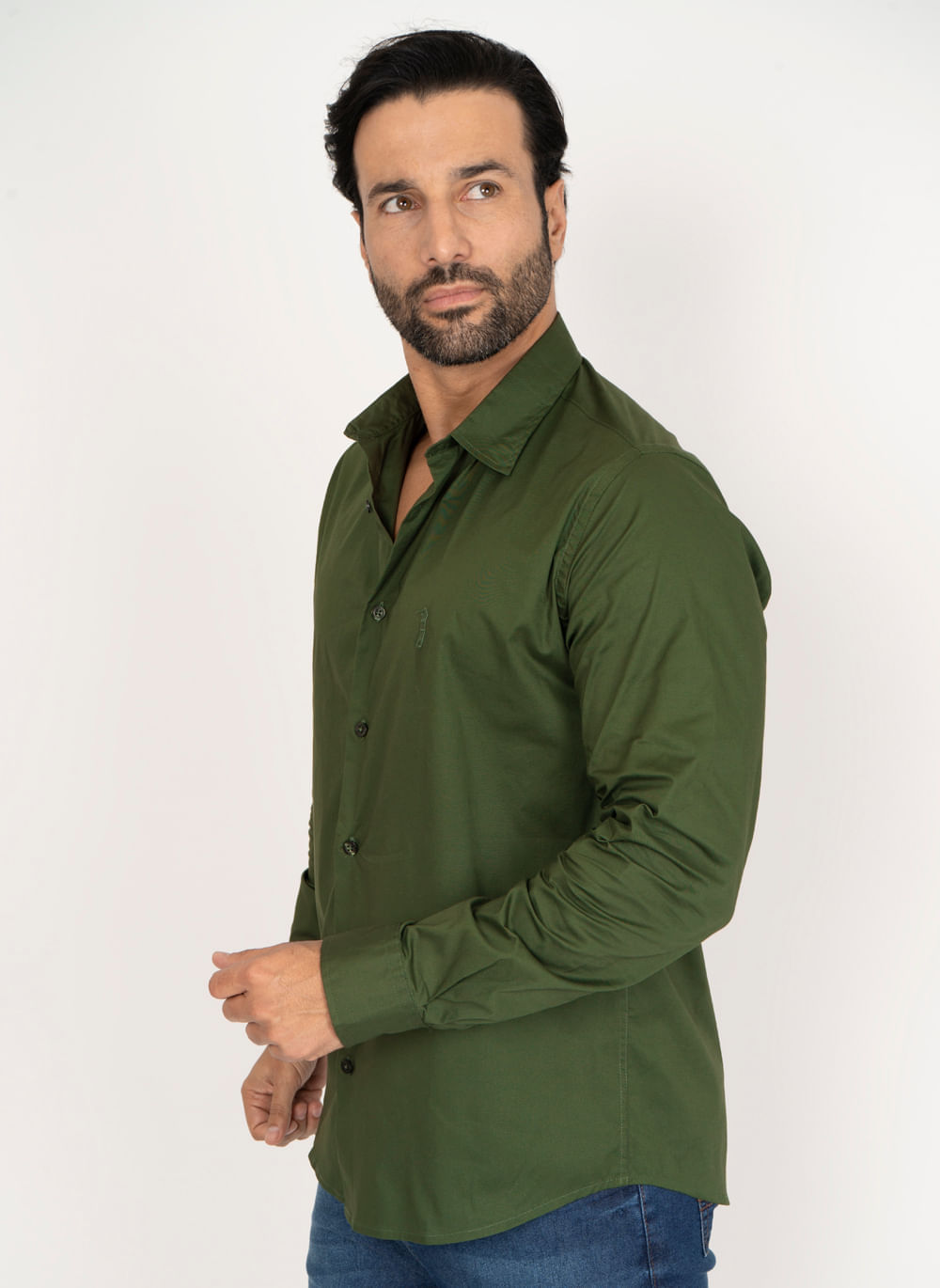 Camisa-Aleatory-Slim-Fit-Lisa-Lycra-Verde-Escuro-Verde-Escuro-P