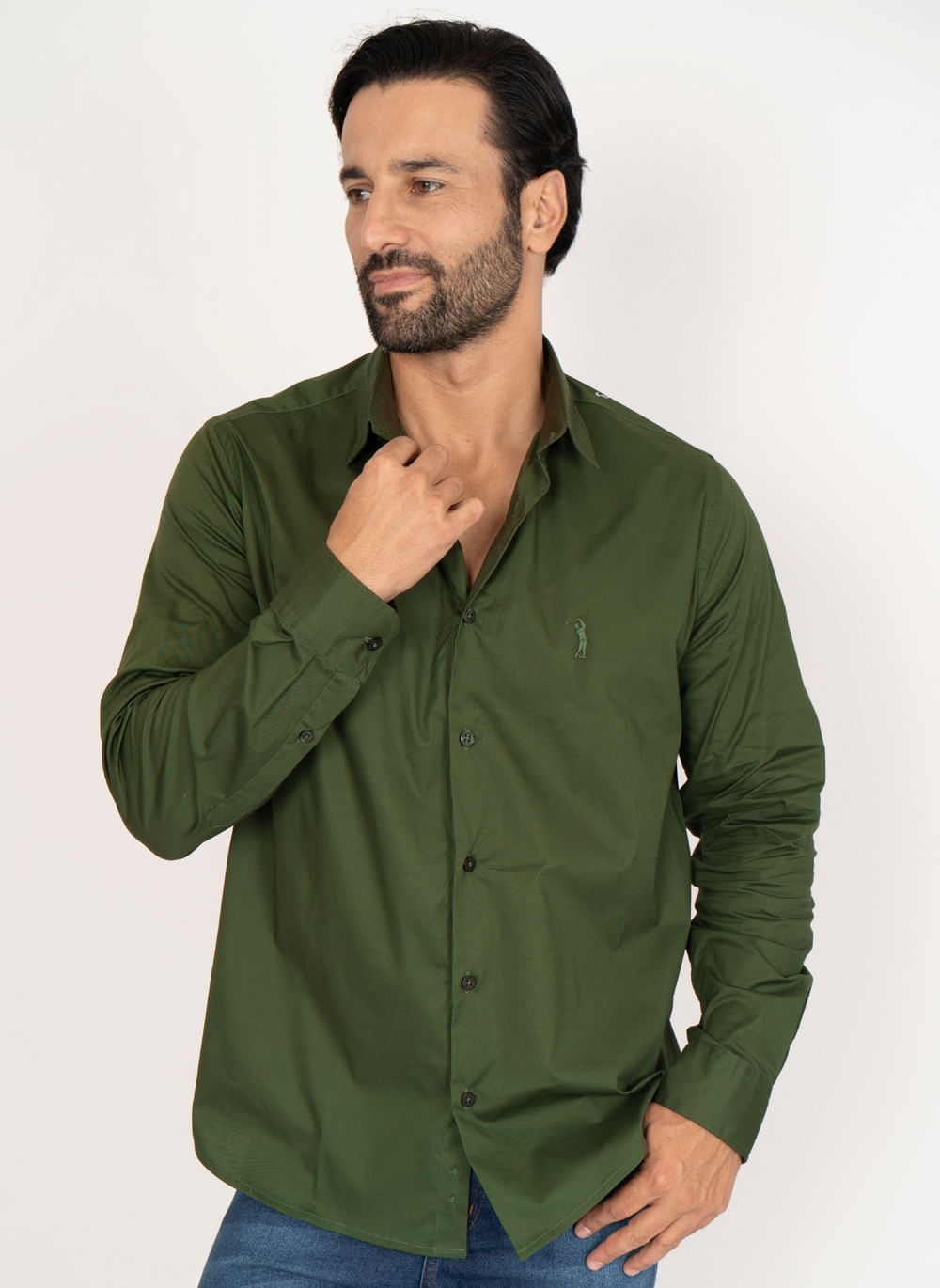 Camisa-Aleatory-Slim-Fit-Lisa-Lycra-Verde-Escuro-Verde-Escuro-P
