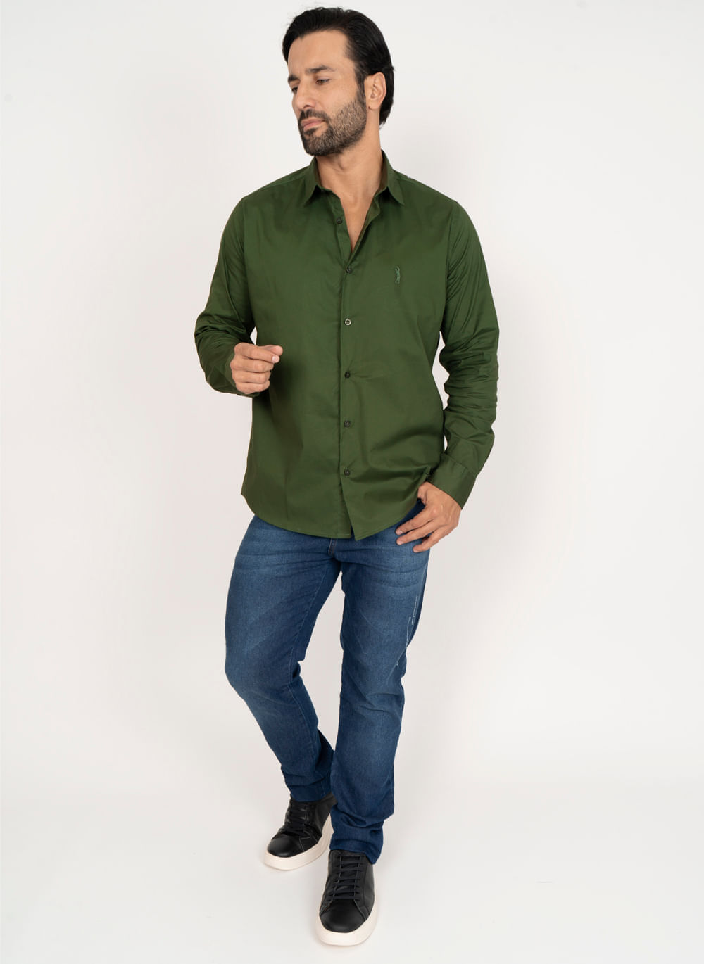 Camisa-Aleatory-Slim-Fit-Lisa-Lycra-Verde-Escuro-Verde-Escuro-P