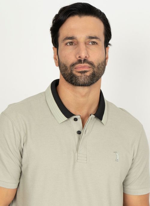 Camisa Polo Aleatory Manga Curta Portofino Cinza