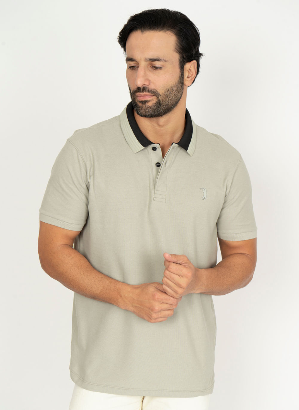 Camisa-Polo-Aleatory-Manga-Curta-Portofino-Cinza-Bege-P