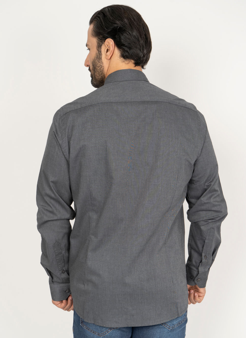 Camisa-Signature-Lisa-Manga-Longa-Fil-a-Fil-Chumbo--Chumbo-P
