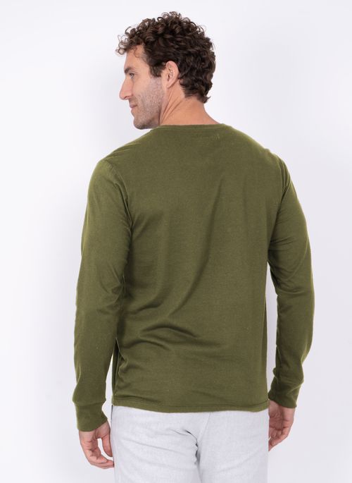 Camiseta Aleatory Manga Longa com Botões Empire Verde