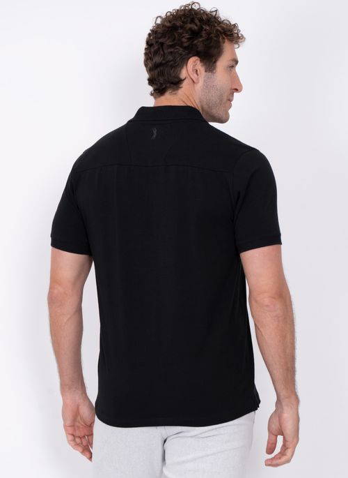 Camisa Polo Aleatory Singapura com Zíper Preto