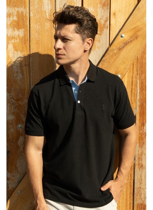Camisa Polo Preta Lisa Aleatory