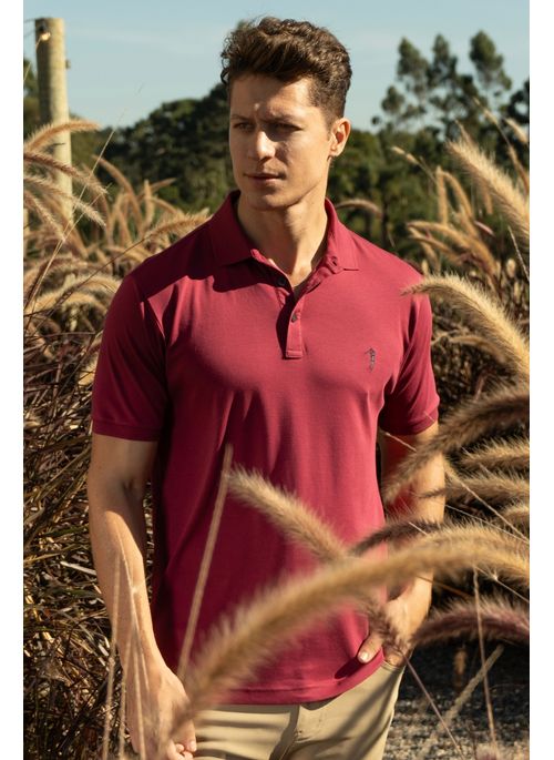 Camisa Polo Aleatory Lisa Algodão Pima Bordô