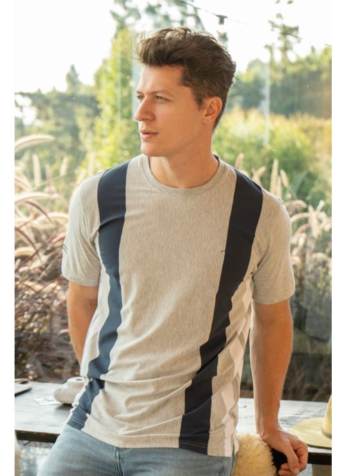 Camiseta Masculina Aleatory Clubhouse Listrada Cinza